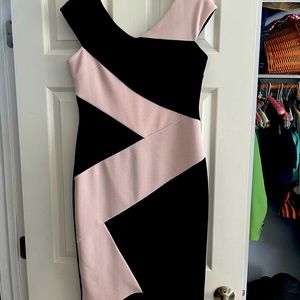 Pink and black body con dress